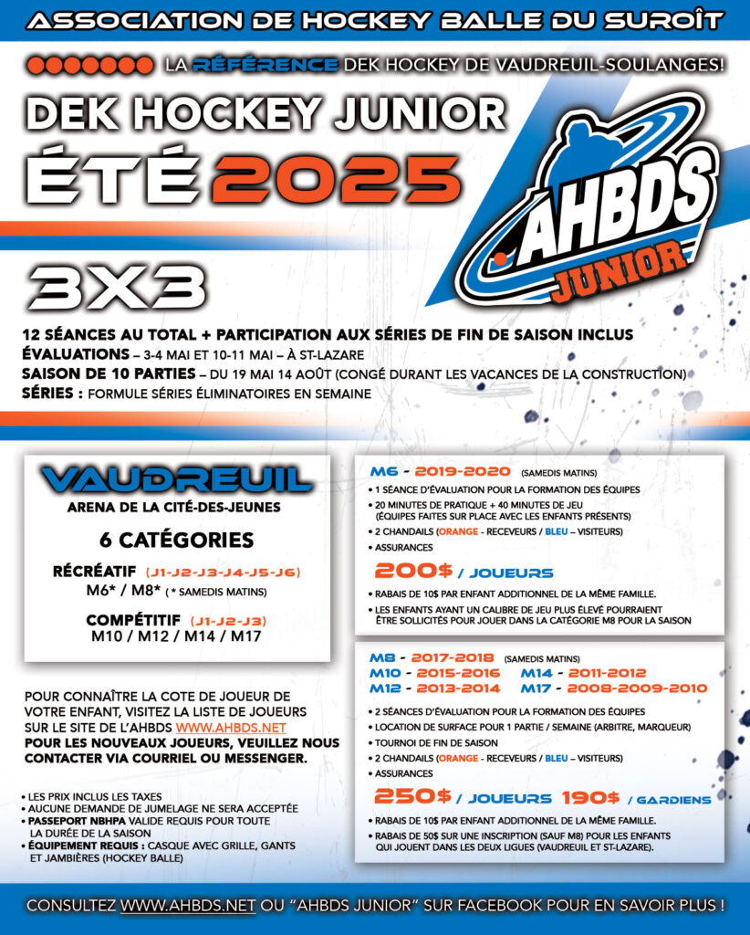 Ahbds Juniors 2025 Categories Vaudreuil